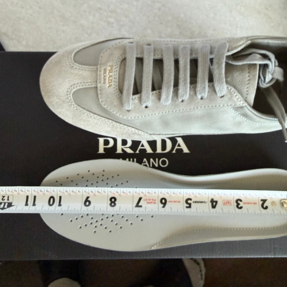 Prada Milano 2EG442 Men Grey Suede Fabric Low Top Sneakers Trainers Sz UK 7.5 - Picture 14 of 15
